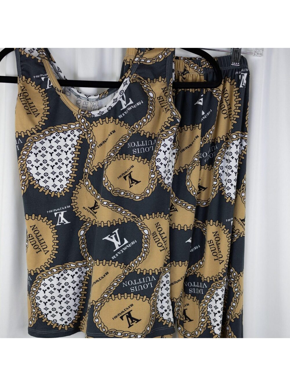 Grey Monogram Print Two-Piece Set - Picture 2 of 3